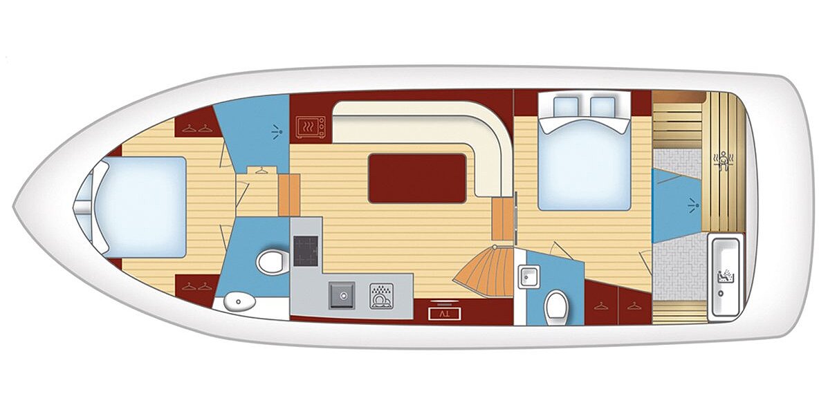 Auf diesem Bild ist der Grundriss des Bootes zu sehen.