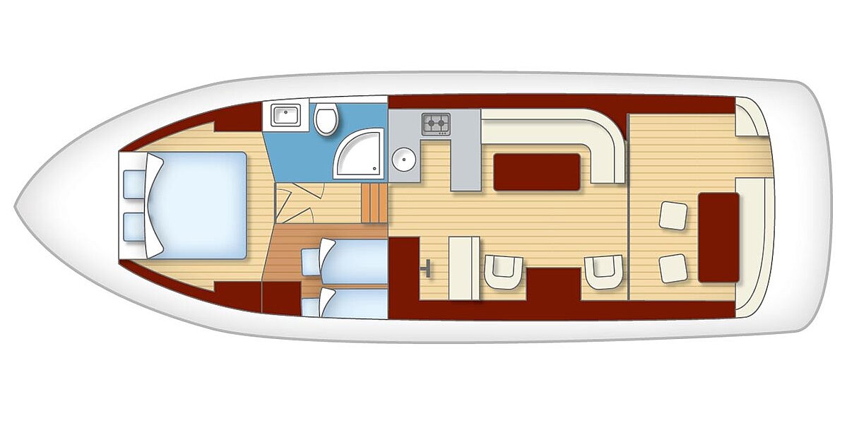 Dieses Bild zeigt unsere Yacht Aquamarin - M-Cruiser 125 - Grundriss