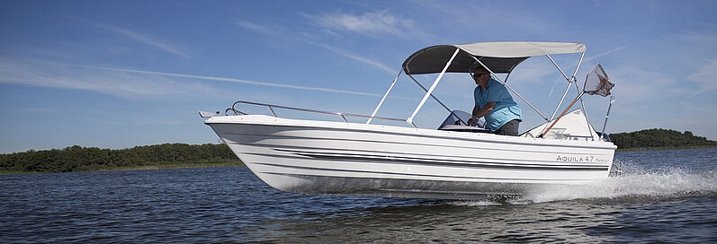 Aquila in Aktion auf einem See